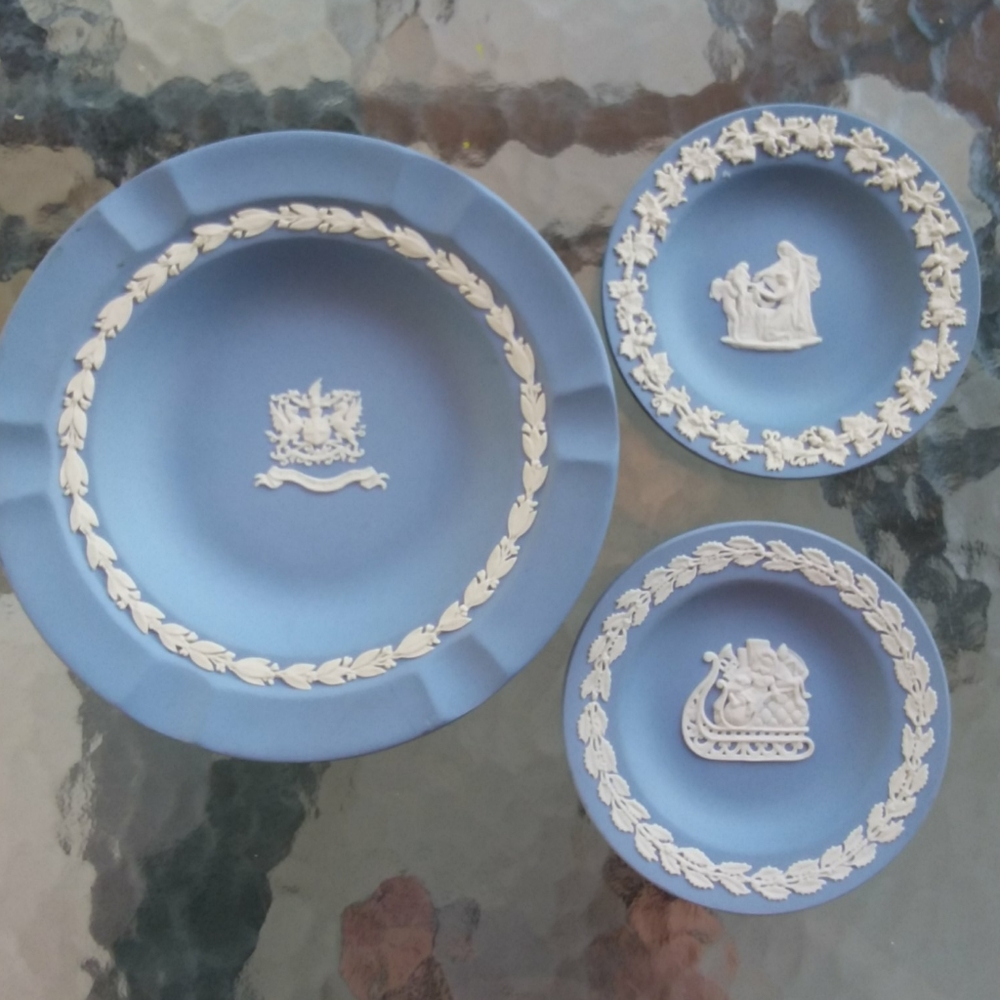 3 Wedgwood Cream on Lavender Plates